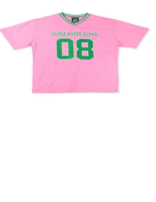AKA OVERSIZED CHENILLE FOOTBALL JERSEY PINK