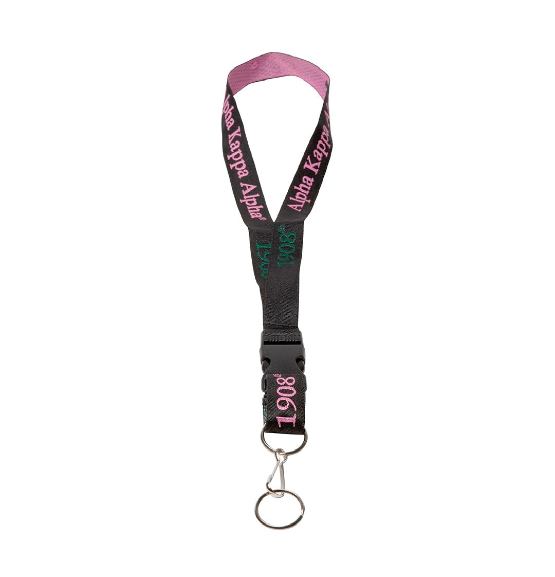 Woven embroidered Lanyard Black