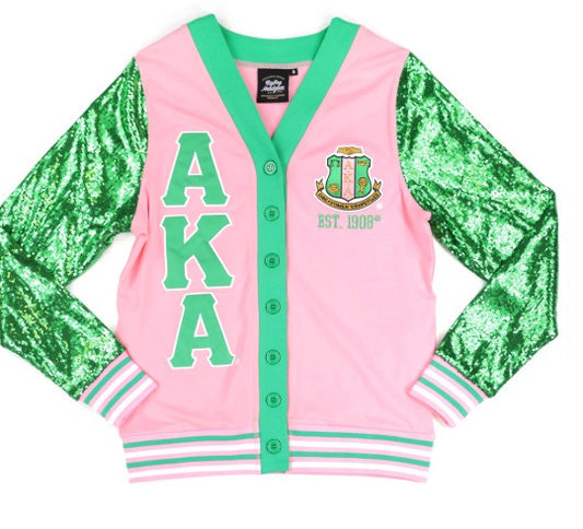 AKA SEQUIN CARDIGAN_PINK