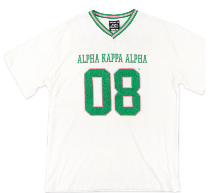 AKA OVERSIZED CHENILLE FOOTBALL JERSEY TEE_IVORY