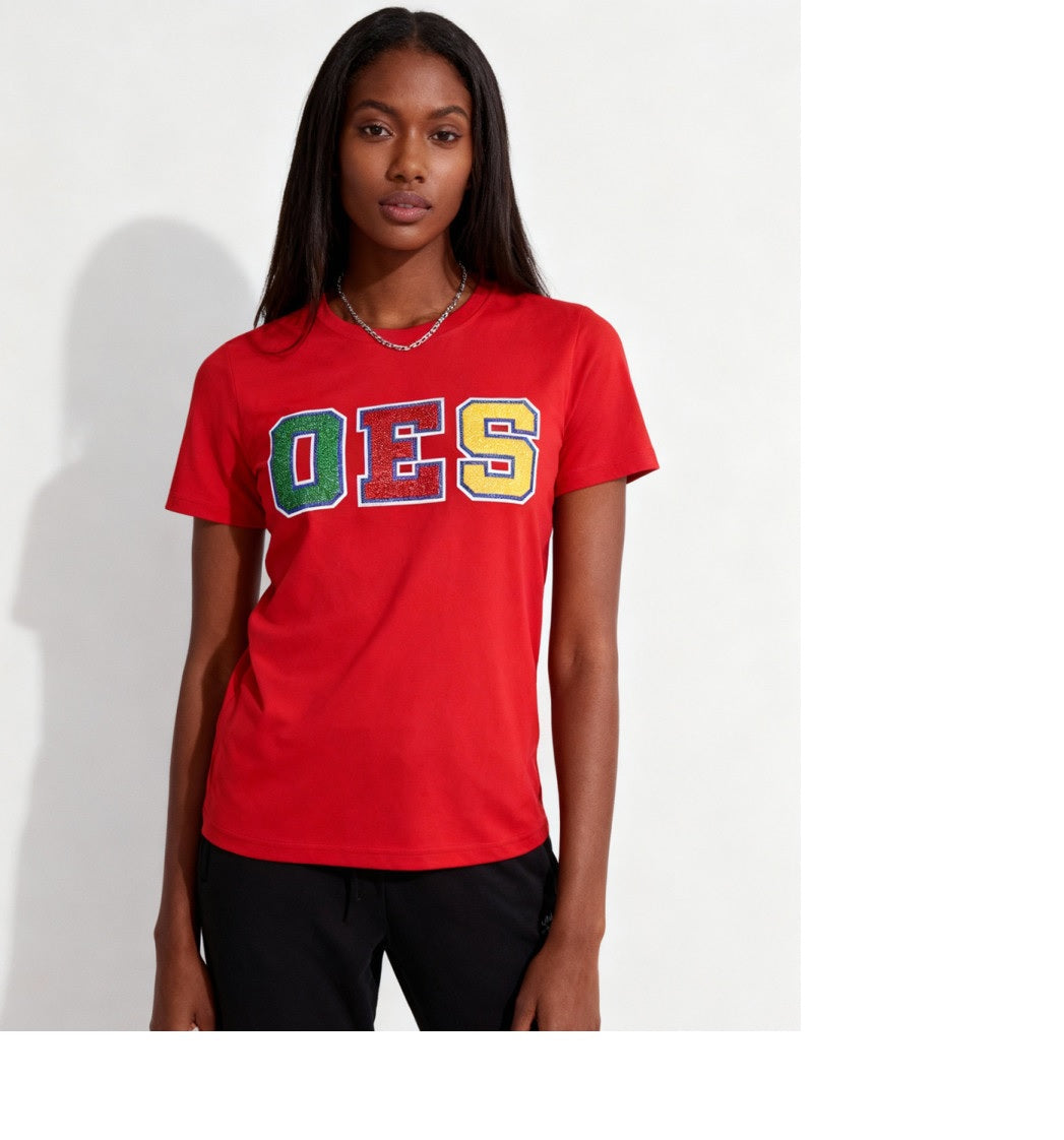 OES GLITTER DRY FIT TEE_RED