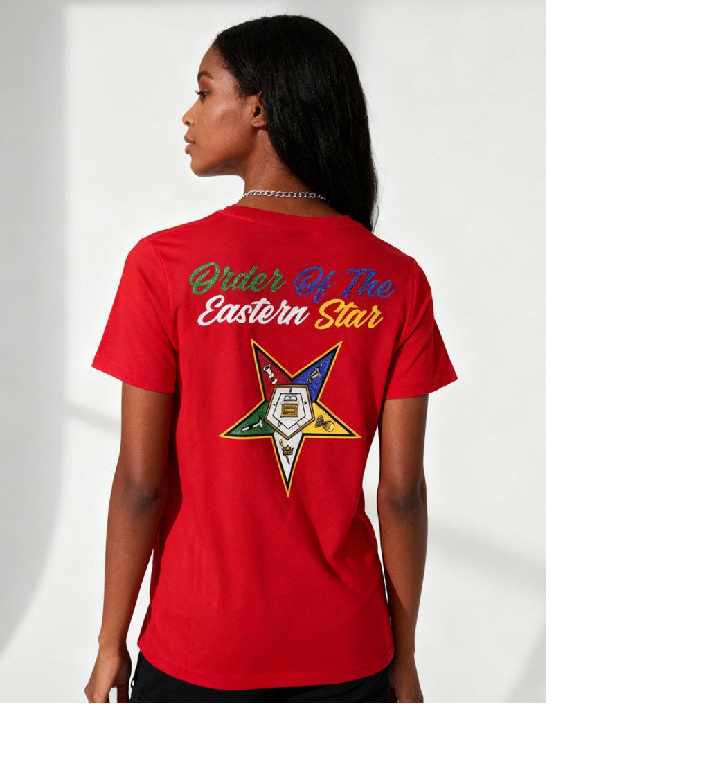 OES GLITTER DRY FIT TEE_RED