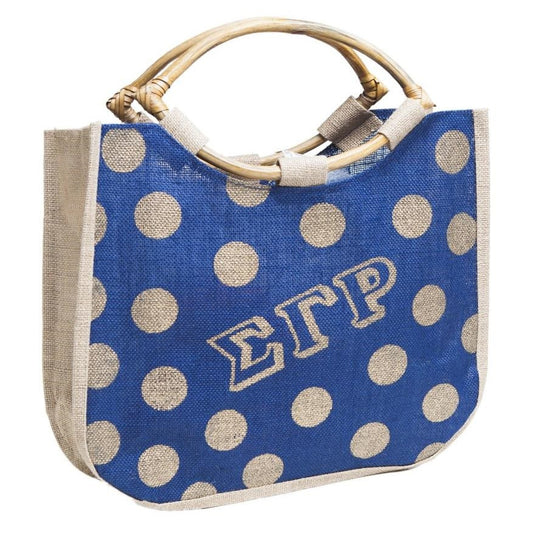 Large Polka Dot Jute Bag