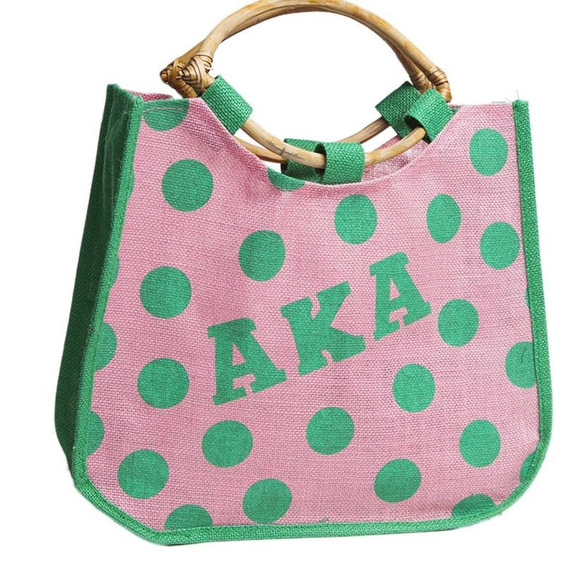 Large Polka Dot Jute Bag