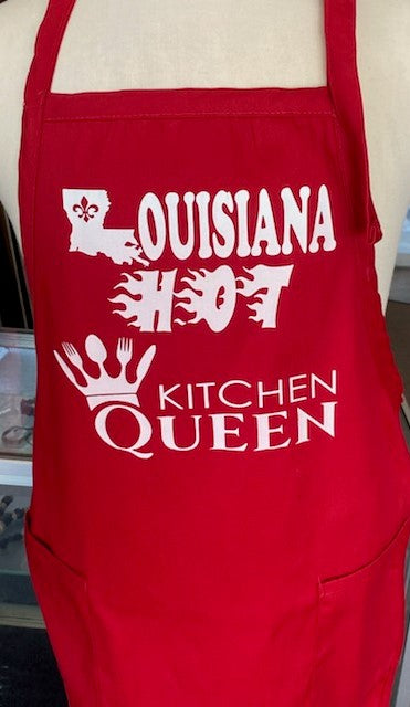 Louisiana Hot Apron Kitchen Queen Vynal Red